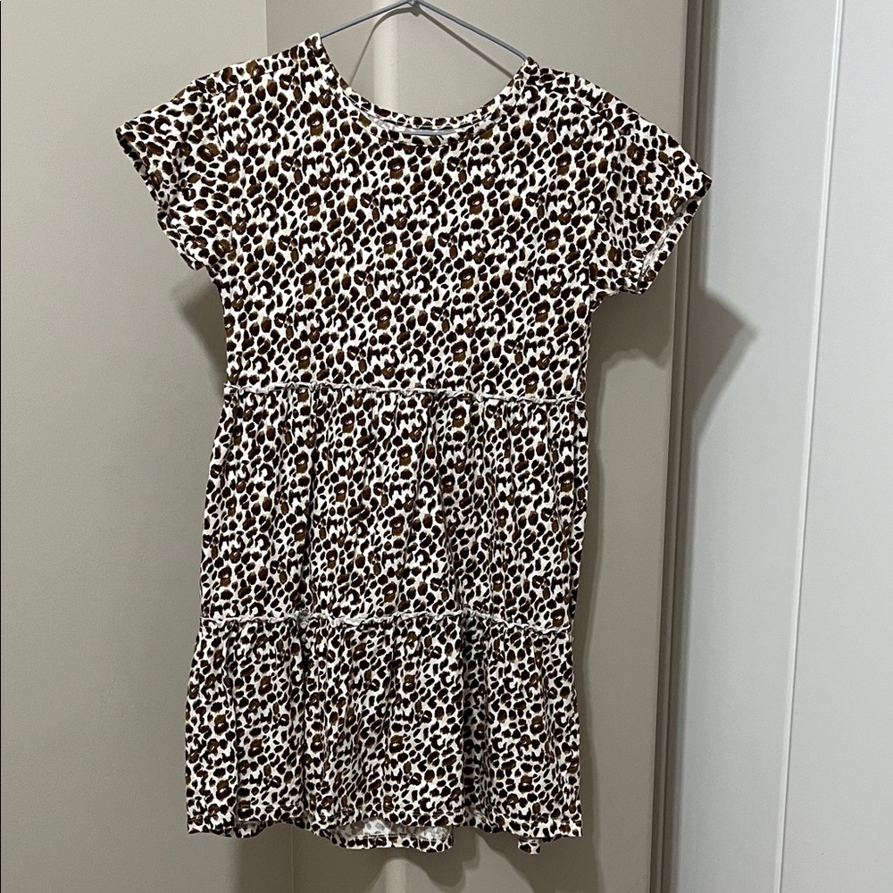 Old Navy Girls Leopard Tiered Dress - Brown & White